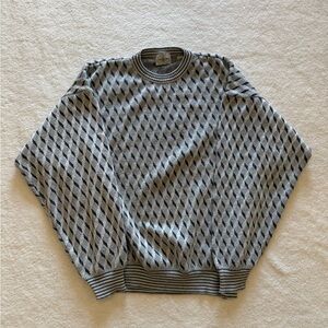 Pronto Uomo White Wool Sweater Men’s XL Pullover Made In Italy 3D Cosby Grandpa